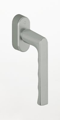 edelstahlfarbener Fenstergriff mit Druckentriegelung WF227