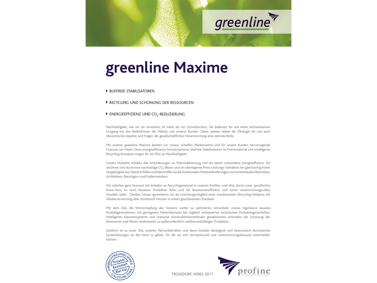 Greenline Maxime Zertifikat