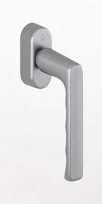 stahlfarbener Fenstergriff mit Druckentriegelung WF229